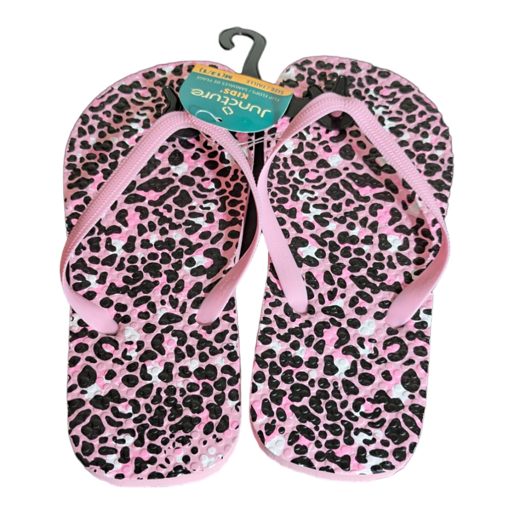 Pink Animal Print Sandals - Little Girls - Size M 13/1 - Flip Flop - Casual Wear